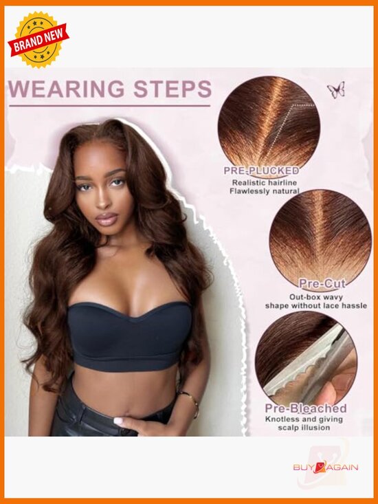 Glueless Human Hair Wig Loose Body Wave 28 Inch 220% Density Pre Plucked main image 4
